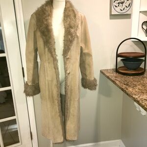 Wilsons Leather Maxima Penny Lane leather faux fur boho Y2K LONG Coat